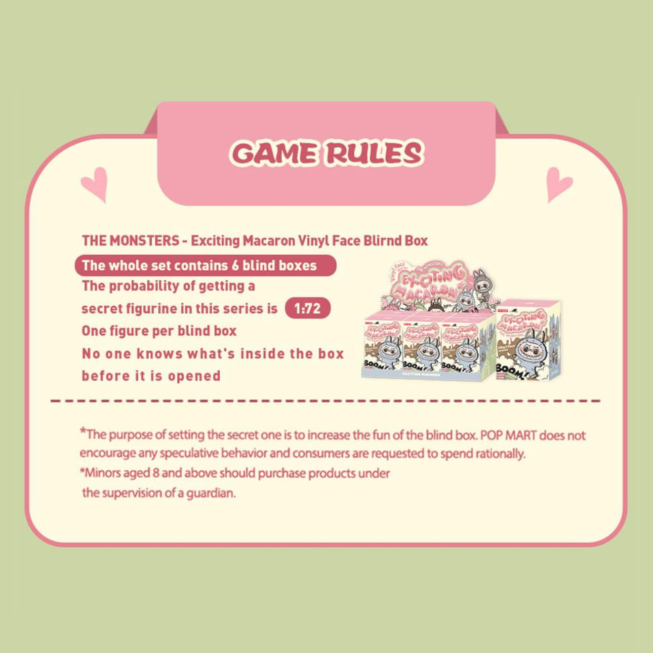 pop mart labubu the monsters exciting macaron vinyl face sealed case (6 blind boxes)